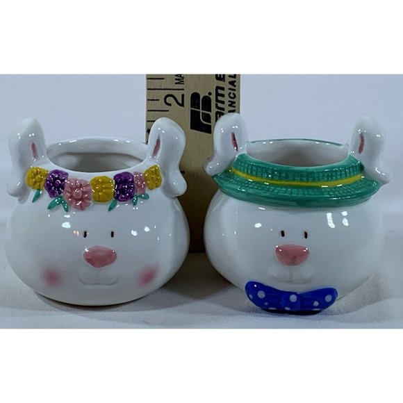 Vintage Russ Berrie Bunny Votive Set Candles Porcelain Easter Rabbit #14318C1 - Picture 6 of 9